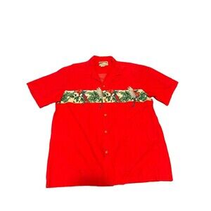 Vintage Paradise Found Hawaiian Shirt Mens XL Red Parrots 100% Cotton USA